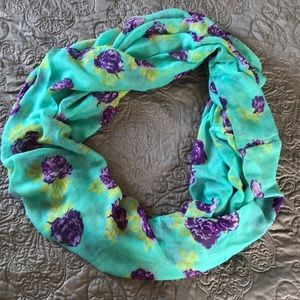 Purple Rose and teal infinity scarf